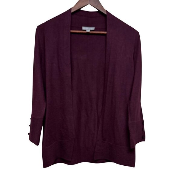 Evolution Womens XS Plum Cardigan Sweater With Buttoned 3/4 Sleeves & Open Front - Picture 1 of 6